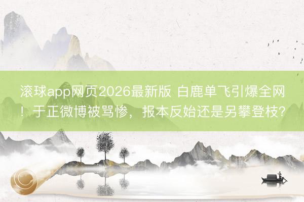 滚球app网页2026最新版 白鹿单飞引爆全网！于正微博被骂惨，报本反始还是另攀登枝？