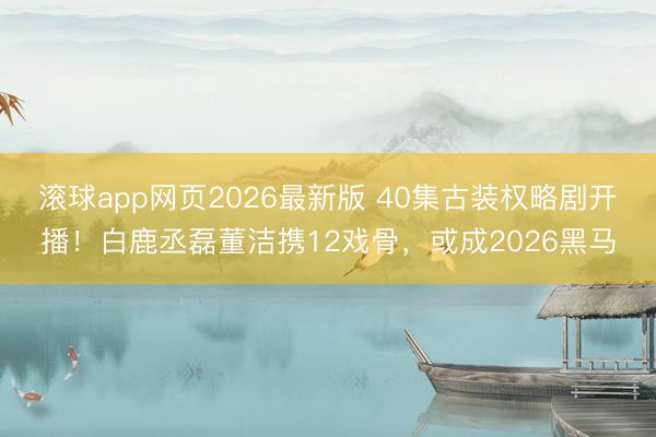 滚球app网页2026最新版 40集古装权略剧开播!白鹿丞磊董洁携12戏骨,或成2026黑马
