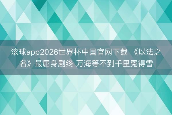 滚球app2026世界杯中国官网下载 《以法之名》最屈身剧终 万海等不到千里冤得雪