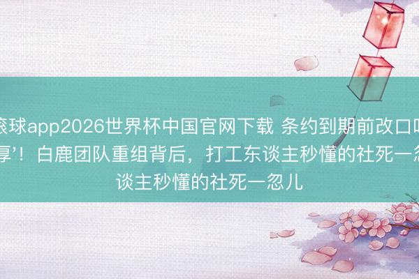 滚球app2026世界杯中国官网下载 条约到期前改口叫'敦厚'!白鹿团队重组背后,打工东谈主秒懂的社死一忽儿