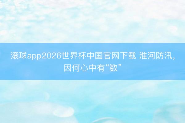 滚球app2026世界杯中国官网下载 淮河防汛,因何心中有“数”
