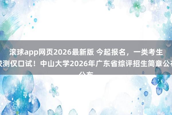 滚球app网页2026最新版 今起报名,一类考生校测仅口试!中山大学2026年广东省综评招生简章公布